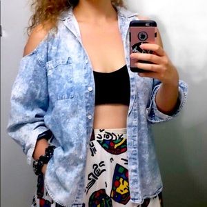 80s style acid wash denim jacket